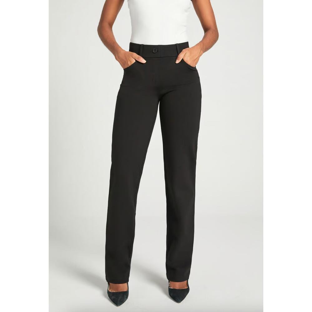 Betabrand Classic Black Straight Leg Trousers